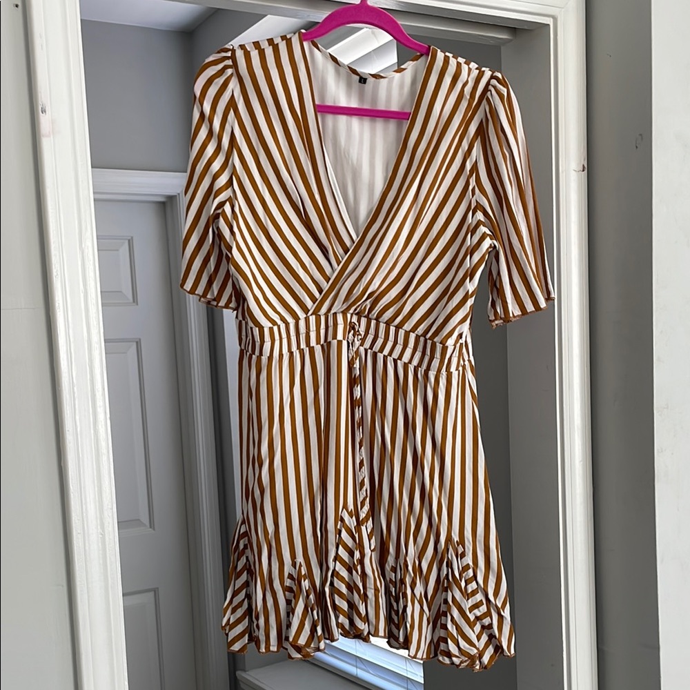 Striped Brown and White Women's Dress